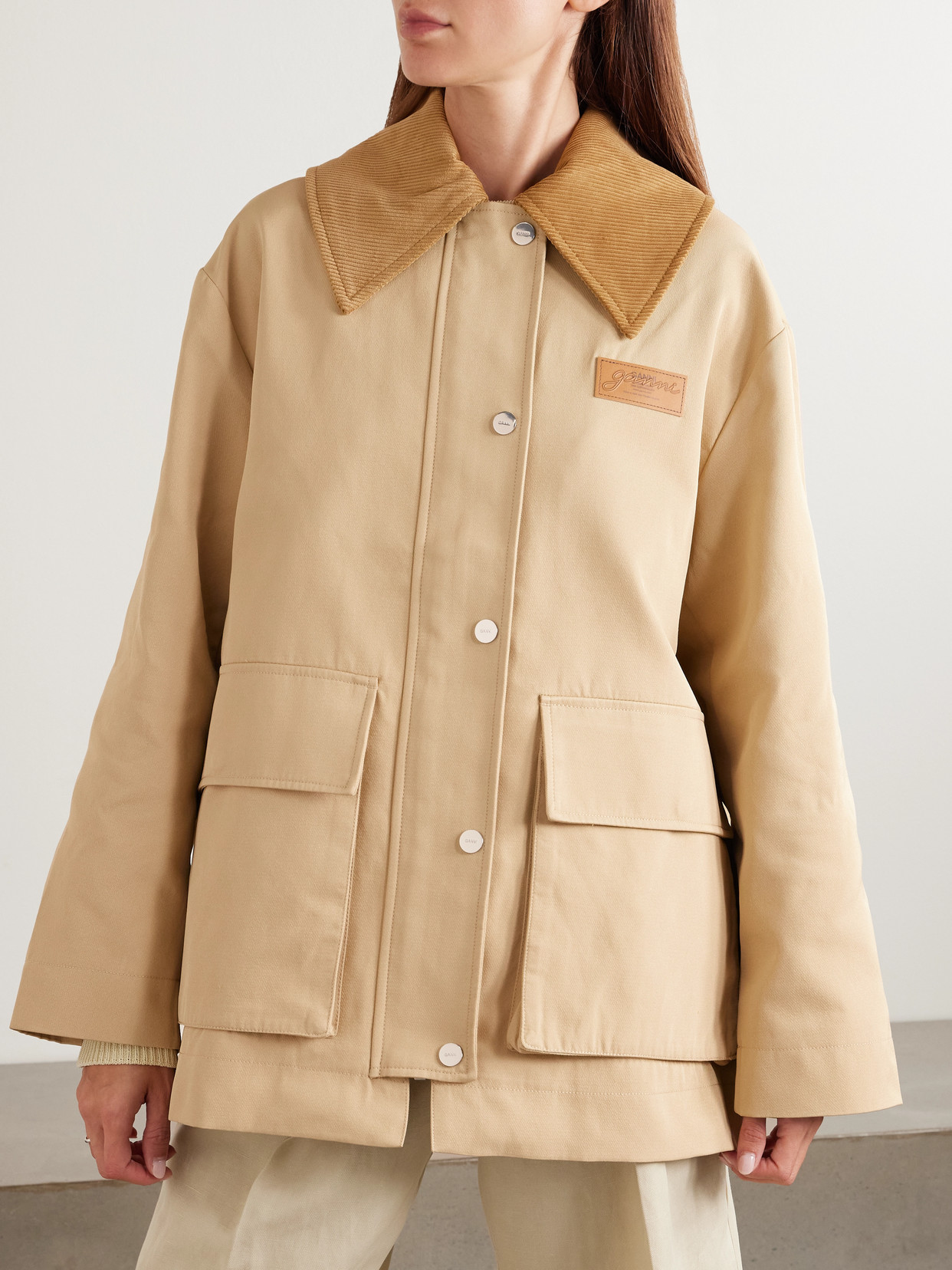 Corduroy-Trimmed Recycled-Twill Jacket