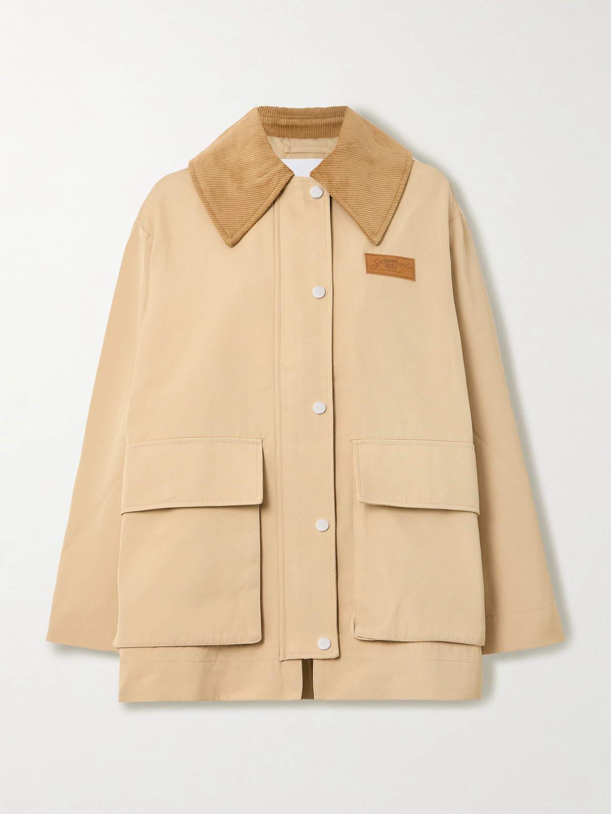 Corduroy-Trimmed Recycled-Twill Jacket