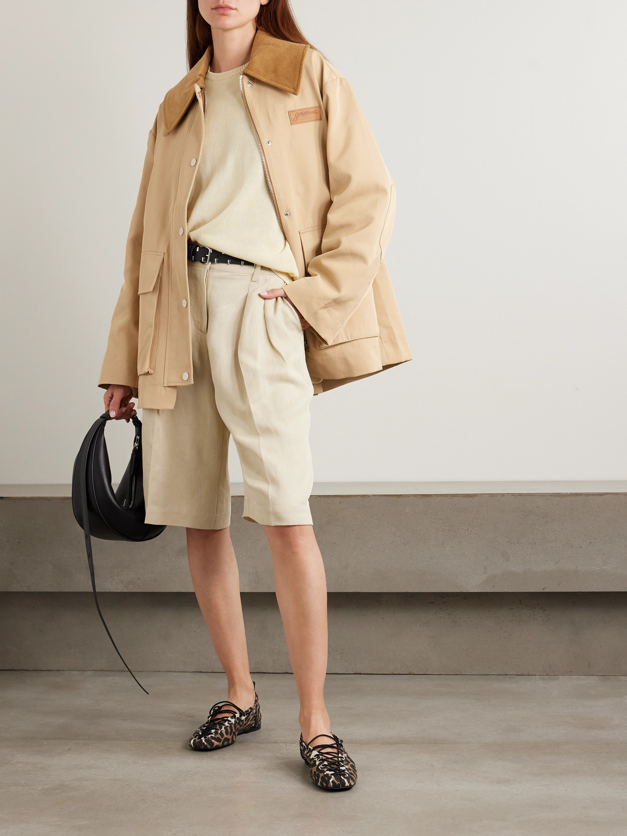 Corduroy-Trimmed Recycled-Twill Jacket