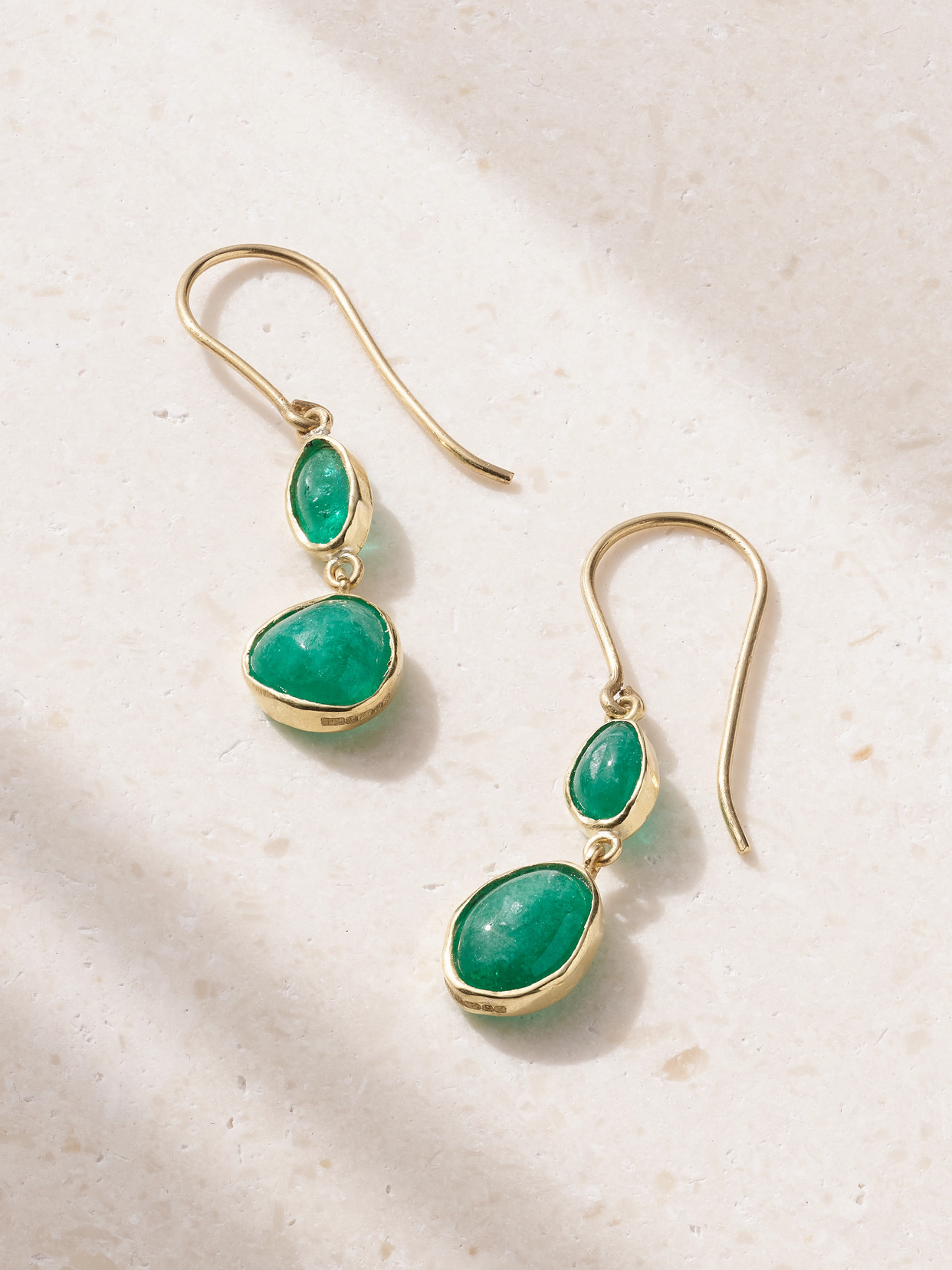 Pippa Small Double Drop 18-karat Gold Emerald Earrings In Green