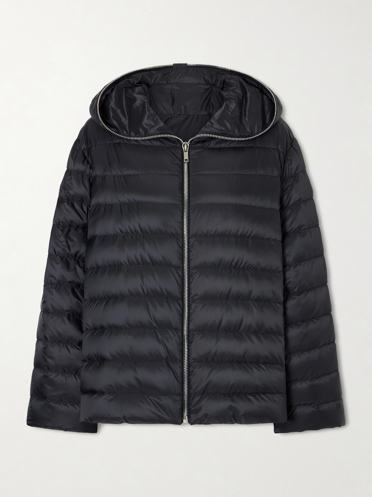 Rick Owens + Moncler Hooded Quilted Shell Down Jacket In Black