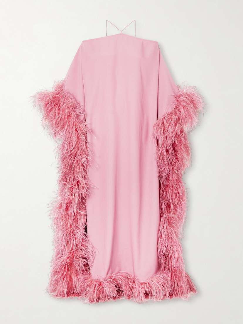 Taller Marmo Sza Sza Extravaganza Off-the-shoulder Feather-trimmed Cady Gown