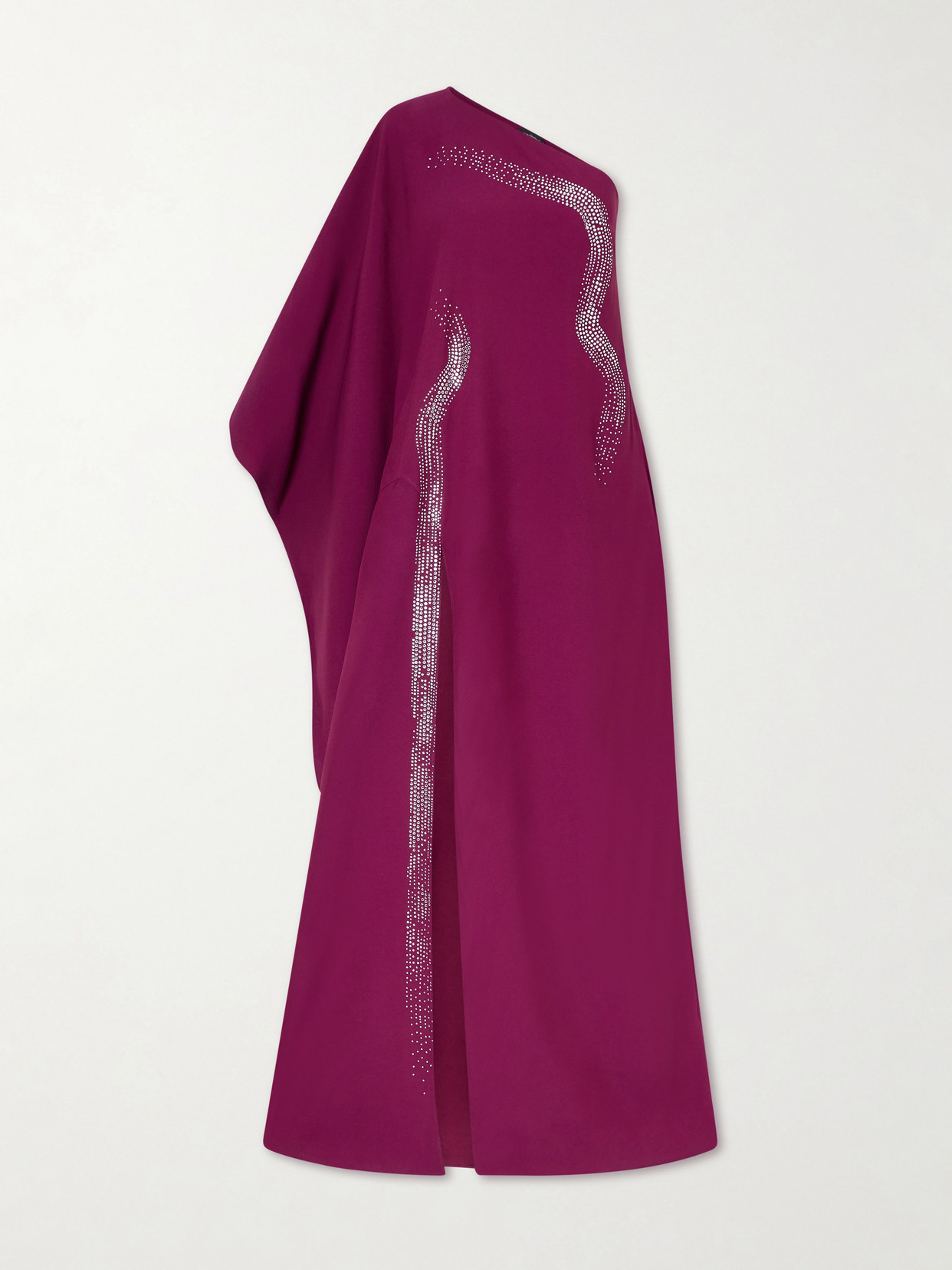 Taller Marmo Palladium One-shoulder Crystal-embellished Crepe-cady Gown In Purple