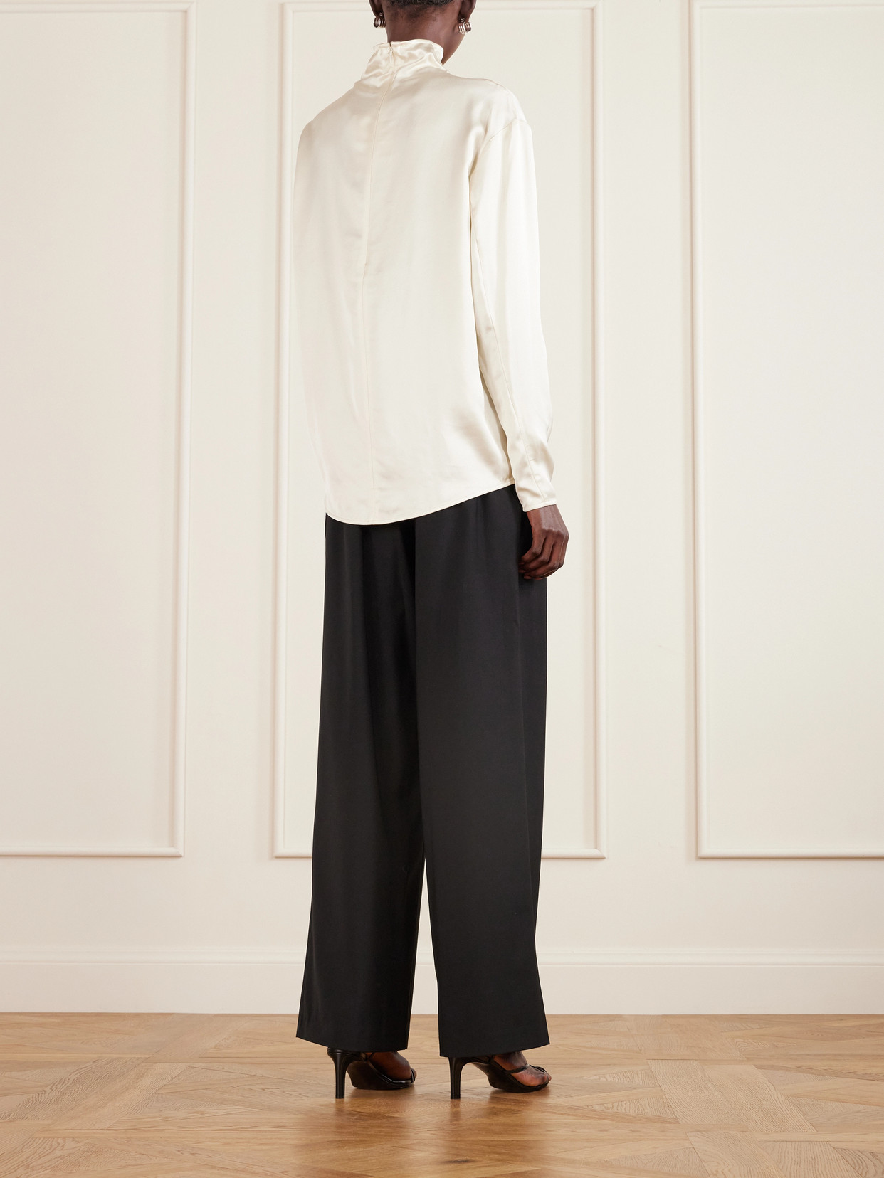 Satin Turtleneck Blouse