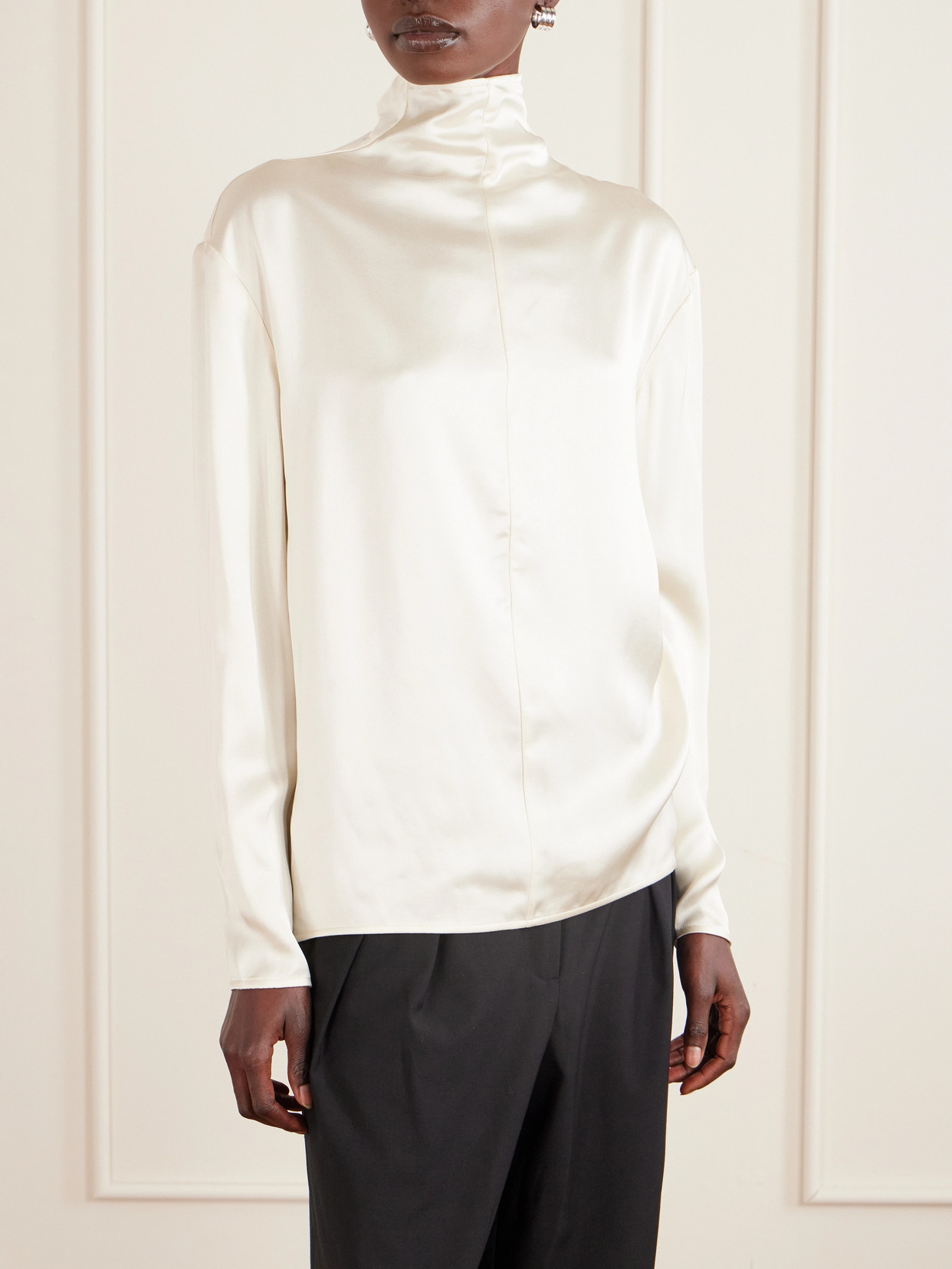 Satin Turtleneck Blouse