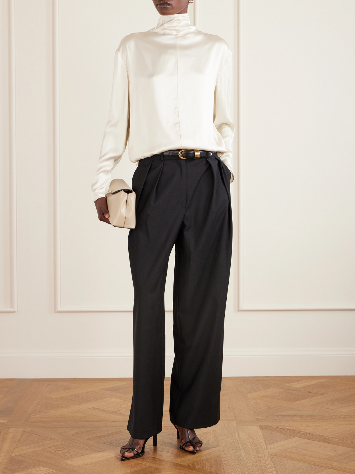 Satin Turtleneck Blouse