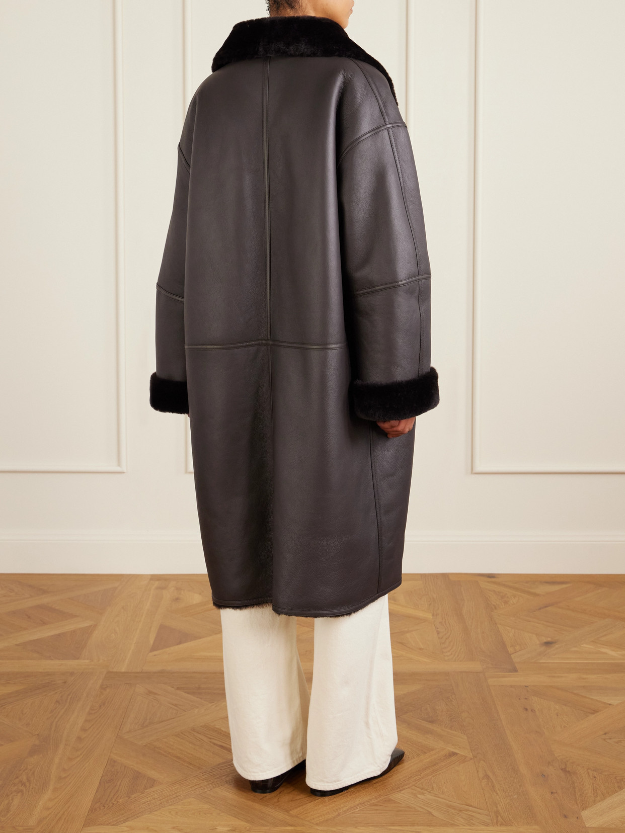 Paneled Shearling Coat