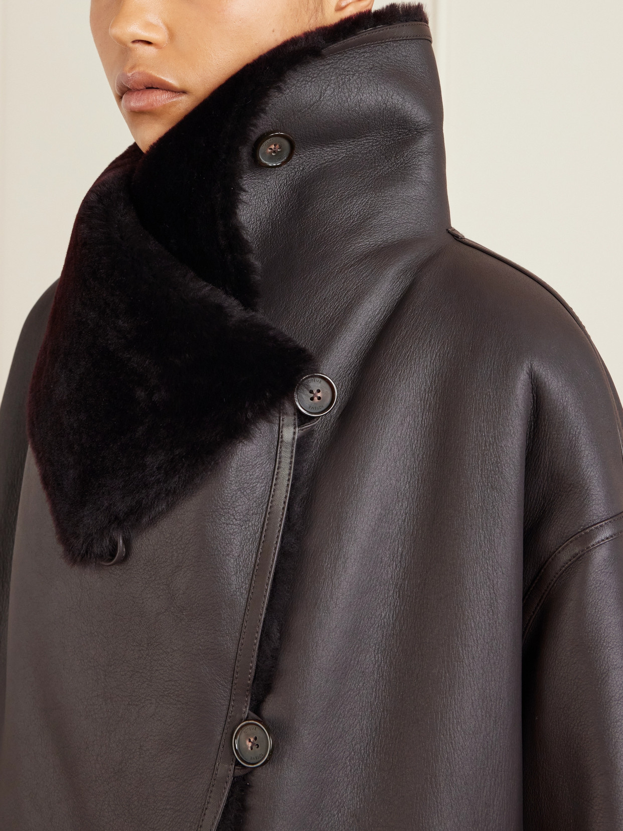 Paneled Shearling Coat
