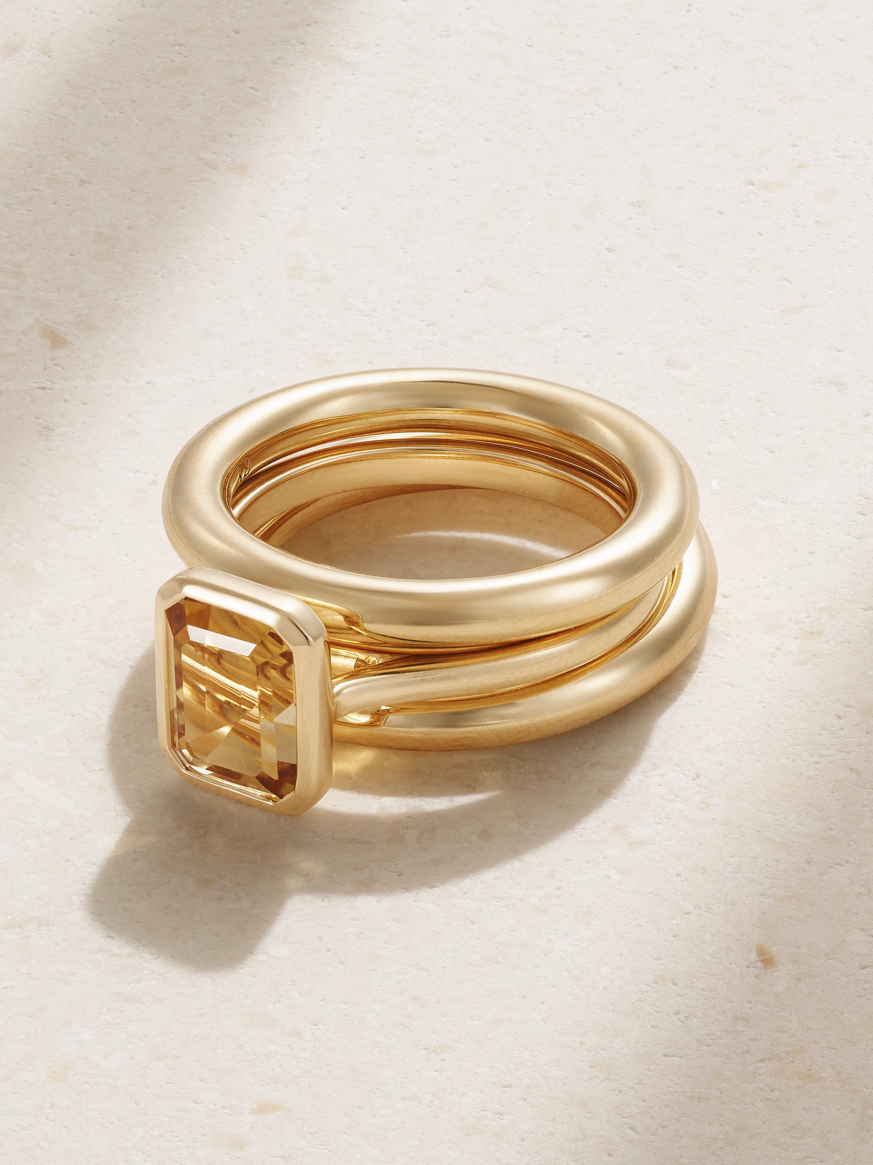 By Pariah - Lumen Stack Set Of Three 14-karat Recycled Gold Quartz Rings - 55