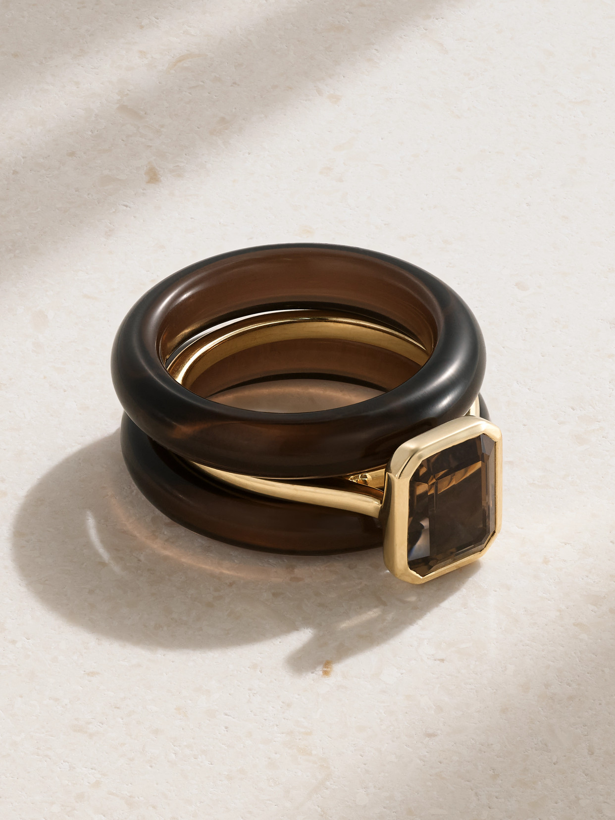 By Pariah Lumen Stack 14-karat Recycled Quartz Ring In Brown