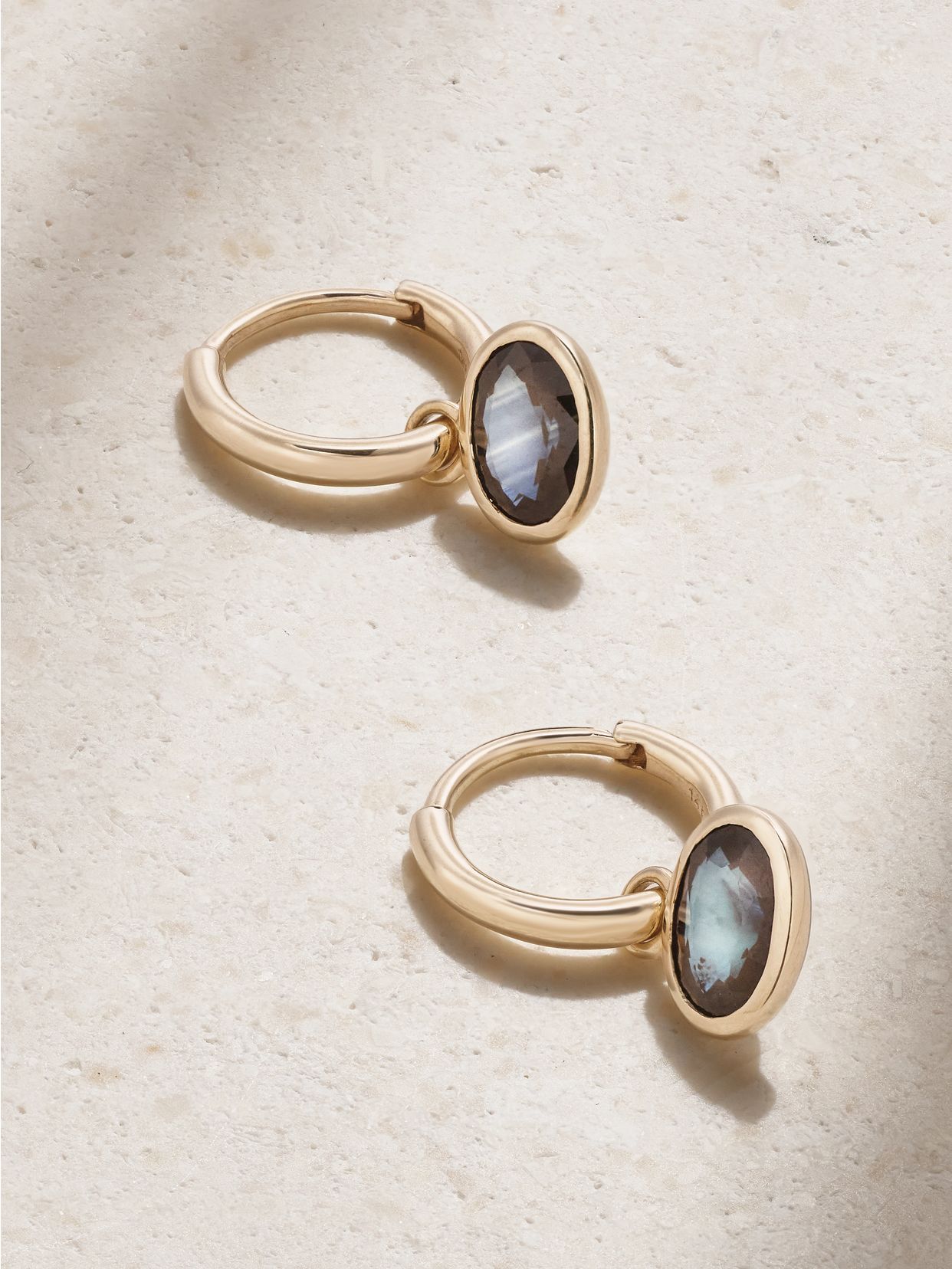 Orbit 14-karat recycled gold sapphire hoop earrings