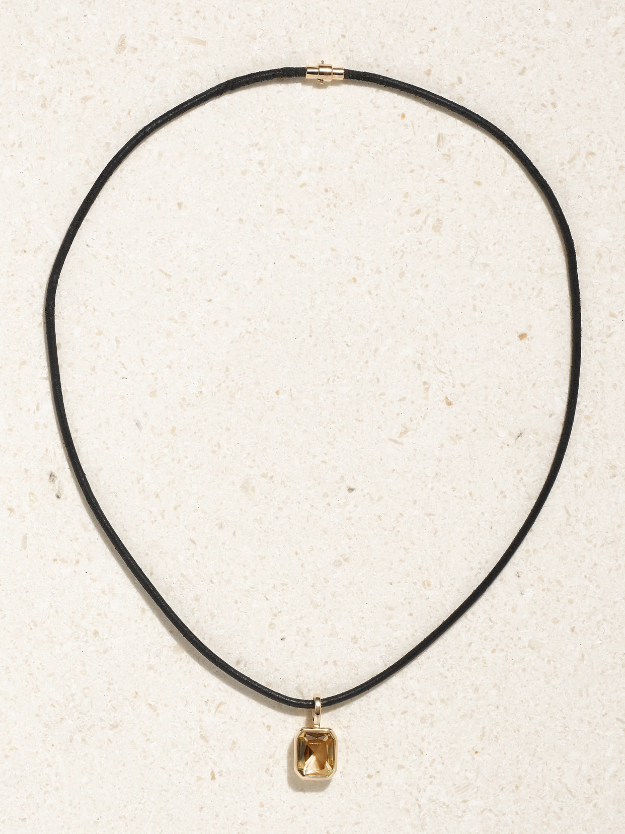By Pariah Orbit Prism 14-karat Recycled Gold, Leather And Quartz Necklace In Gold