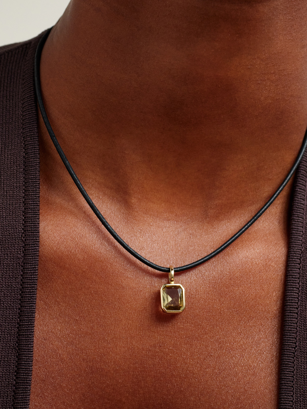 By Pariah Orbit Prism 14-karat Recycled Gold, Leather And Quartz Necklace In Gold