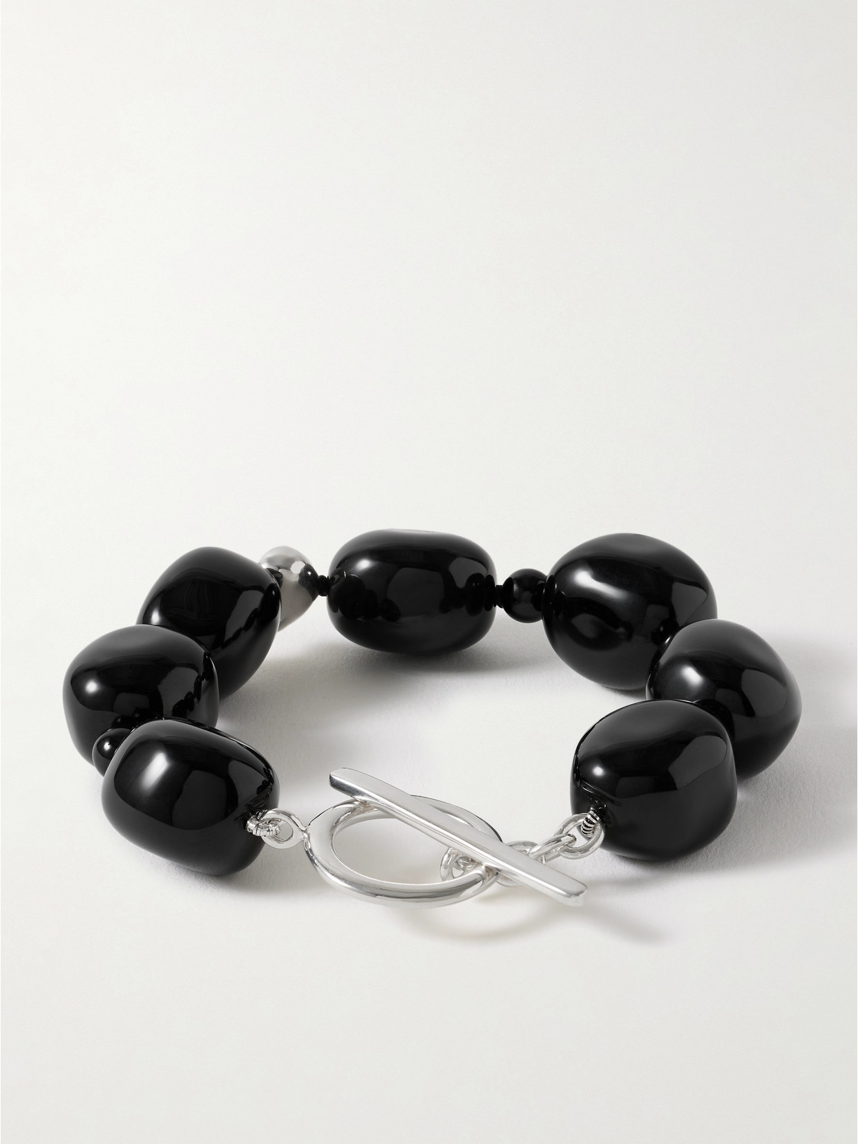 Agmes Dara Sterling Silver Onyx Bracelet In Black