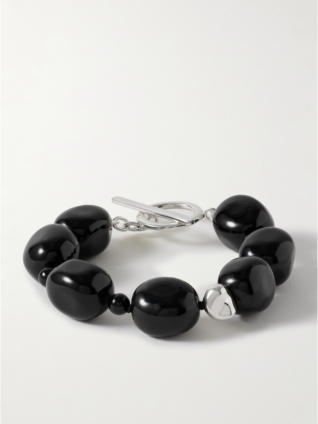 Agmes Dara Sterling Silver Onyx Bracelet In Black