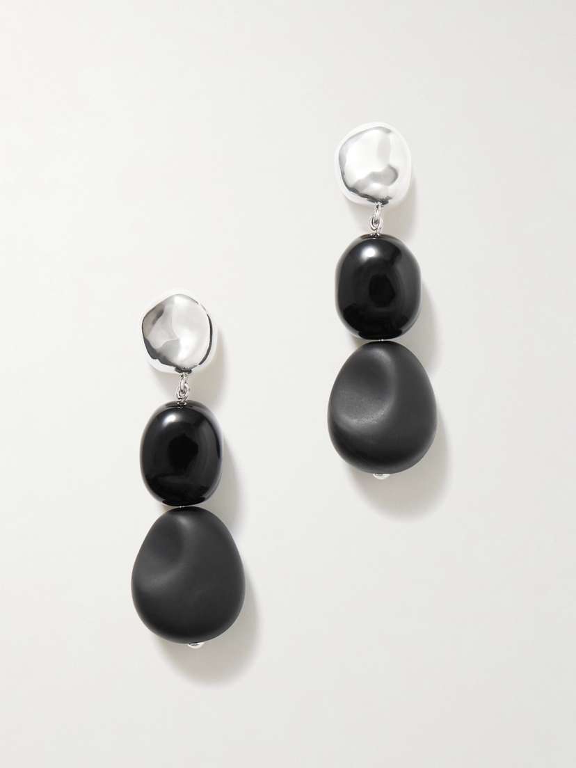 AGMES Ada Sterling Silver Onyx Earrings