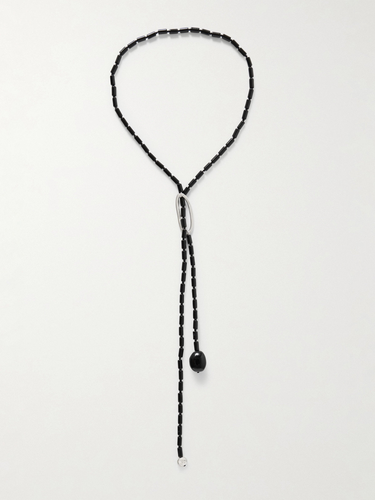 Agmes Annaya Sterling Silver Onyx Necklace In Black