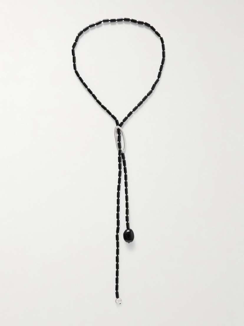 AGMES Annaya Sterling Silver Onyx Necklace