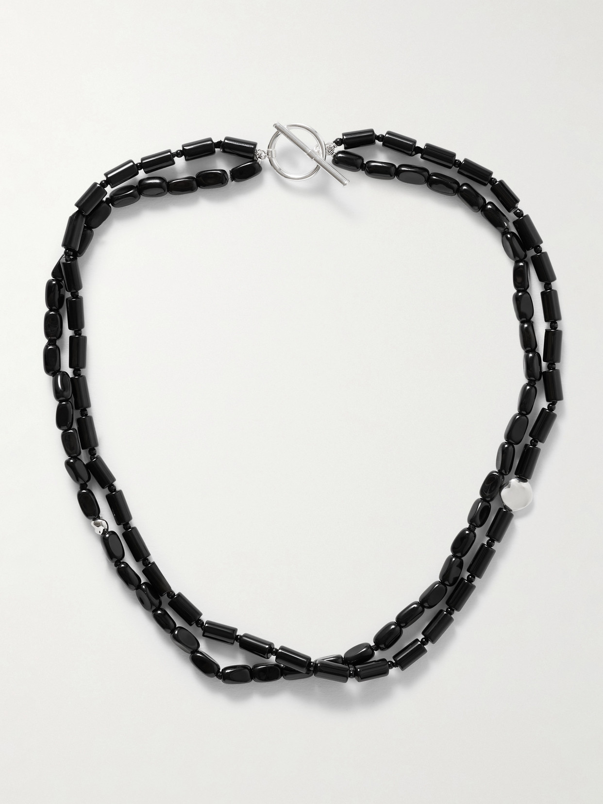 Agmes Willa Sterling Silver Onyx Necklace In Black