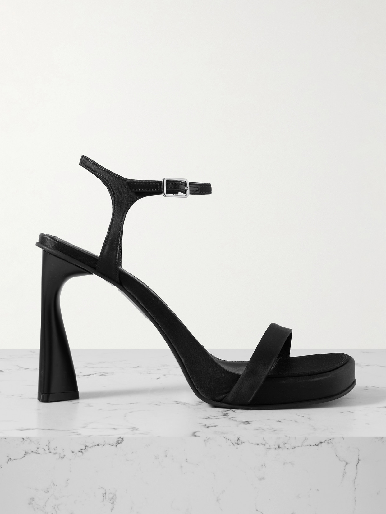 Stella Mccartney Satin Platform Sandals In Black