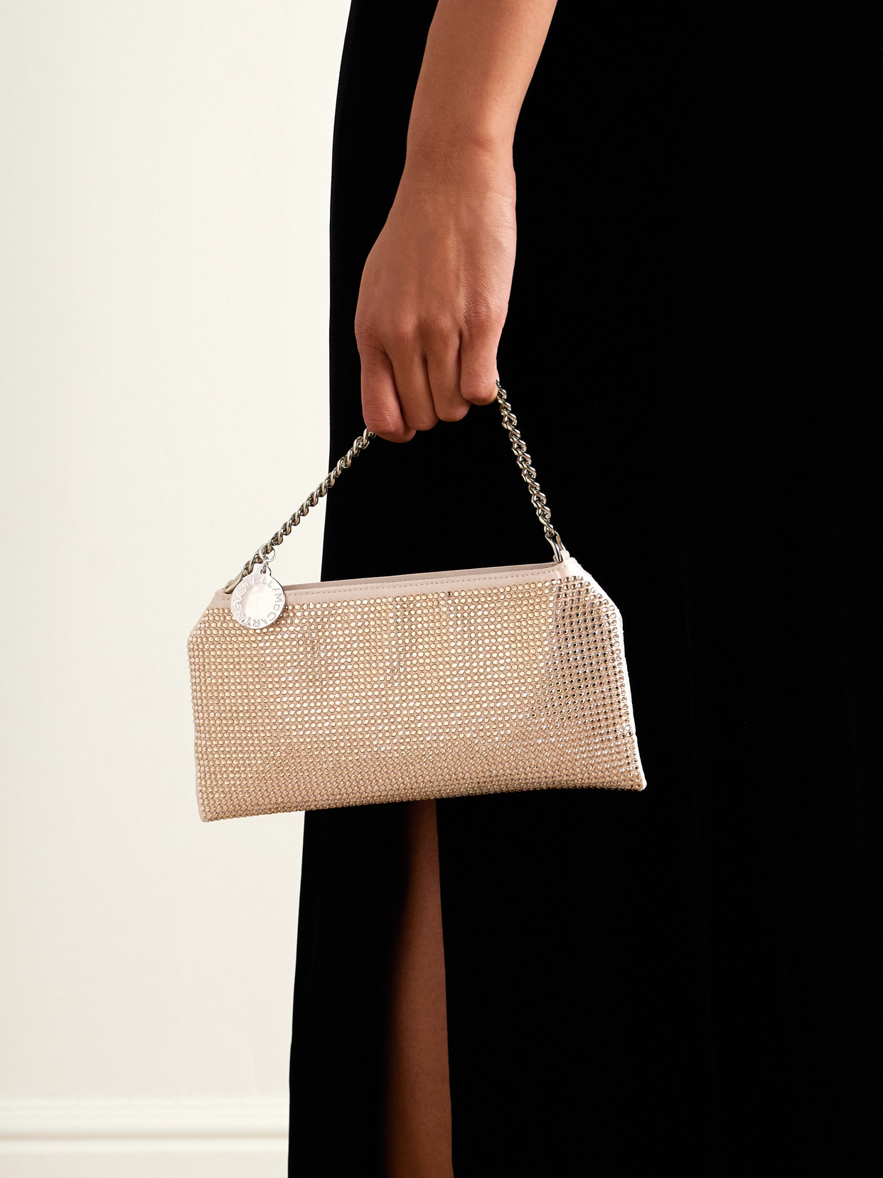 Crystal-Embellished Canvas Shoulder Bag