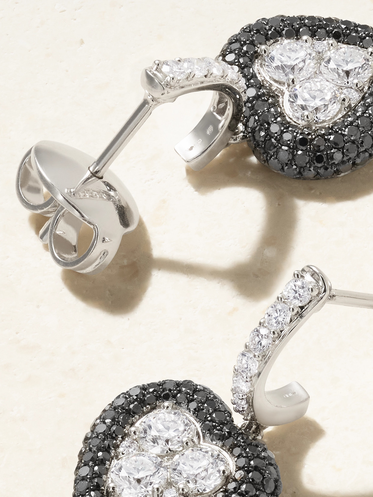 Kamyen Manaal 18-karat White Gold Diamond Earrings In Black