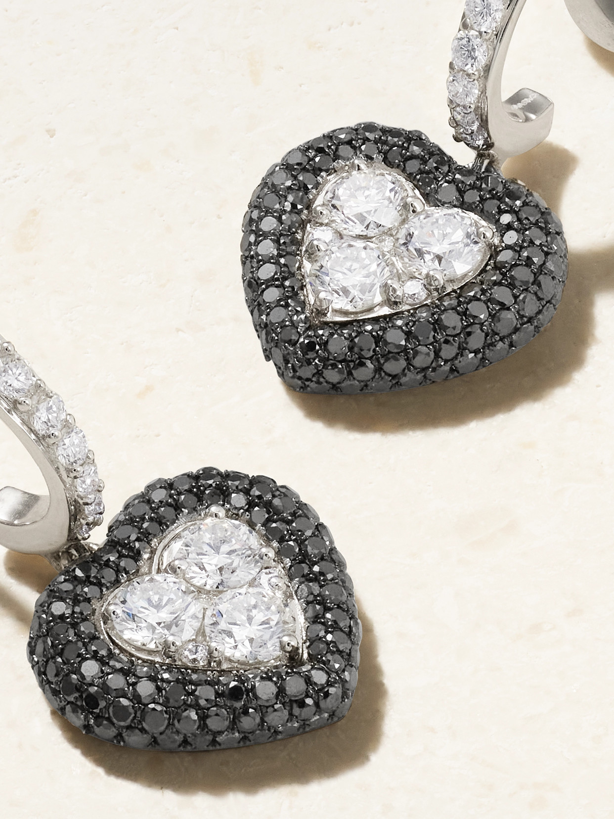 Kamyen Manaal 18-karat White Gold Diamond Earrings In Black