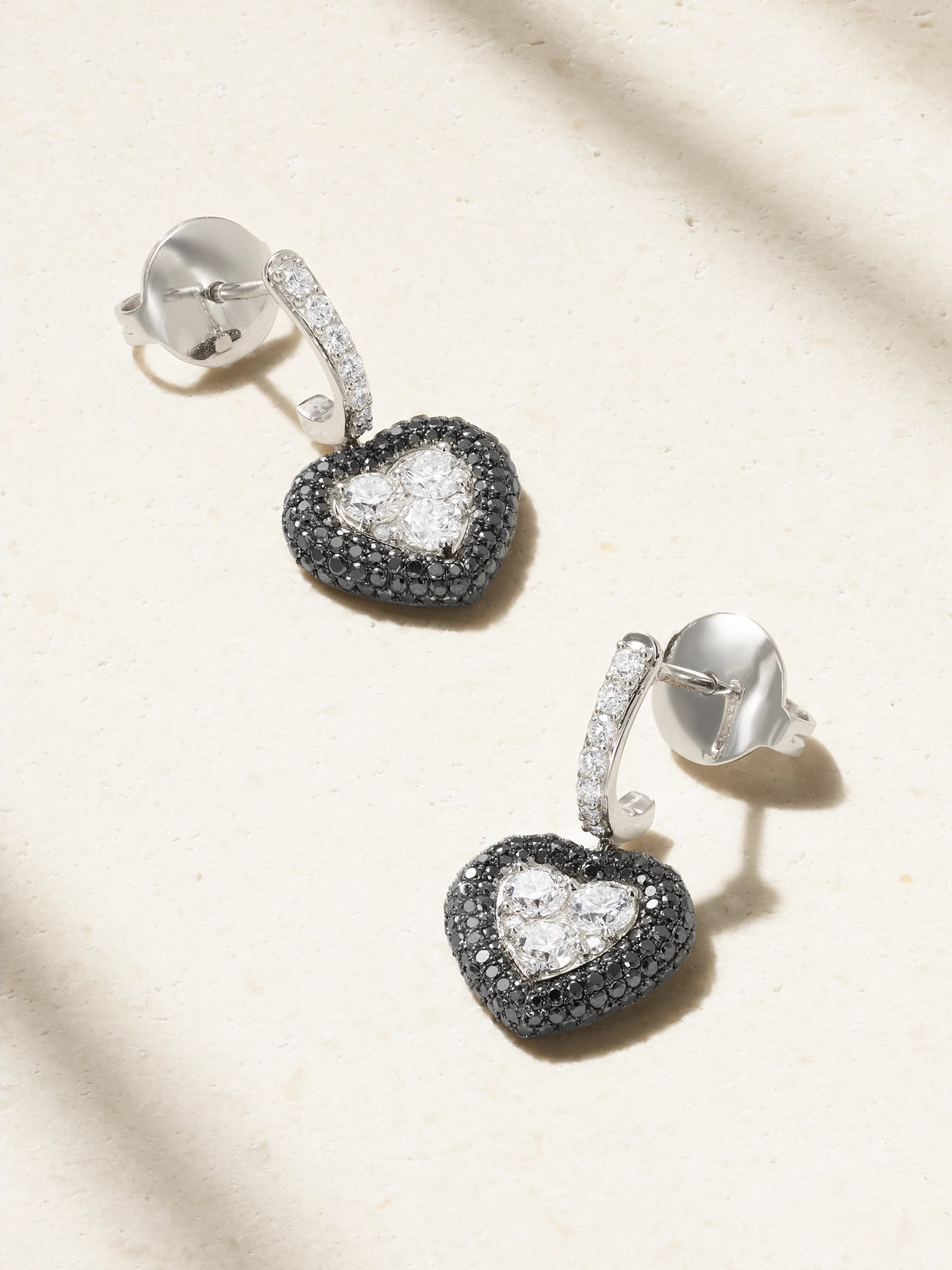 Kamyen Manaal 18-karat White Gold Diamond Earrings In Black