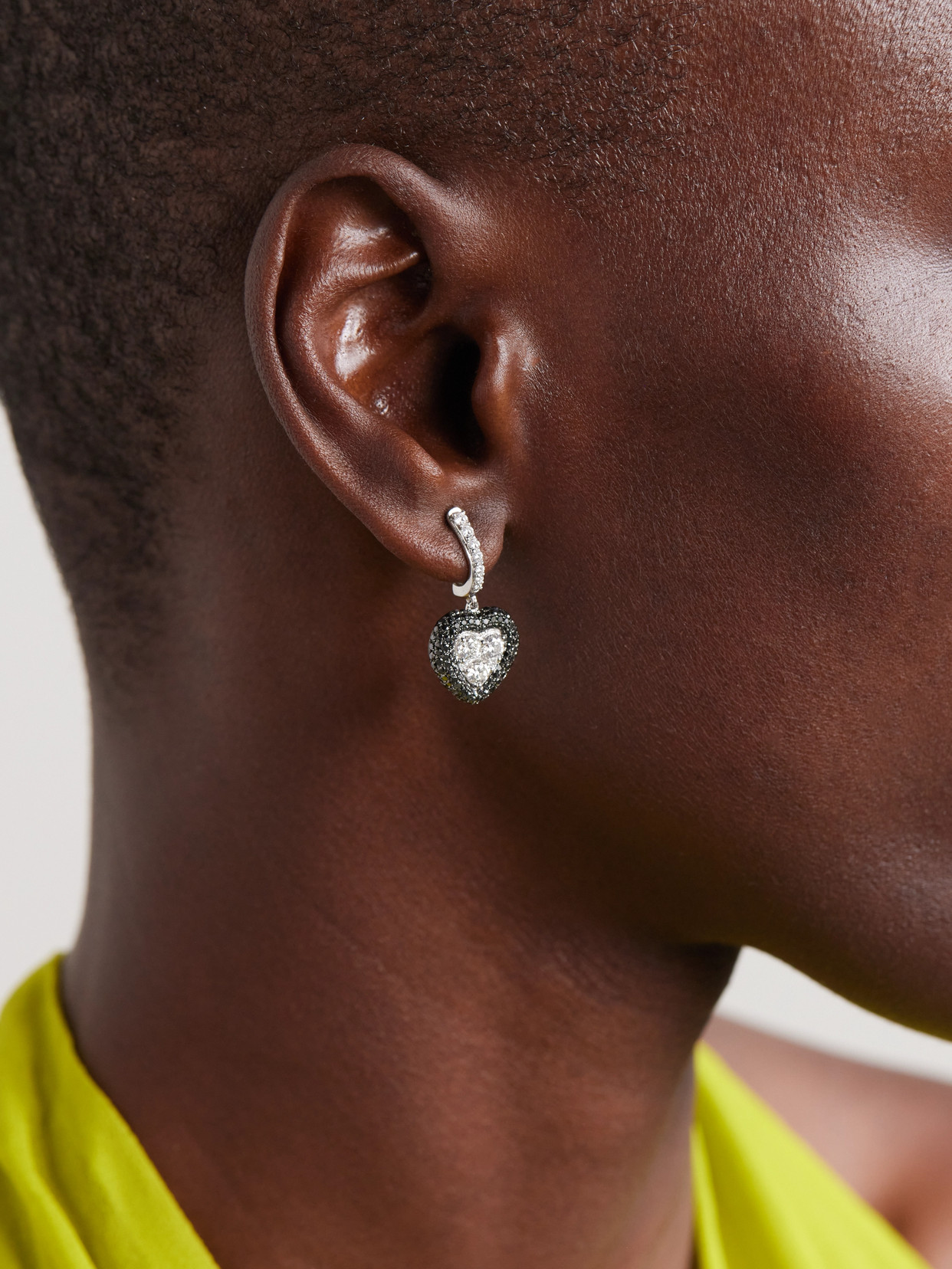 Kamyen Manaal 18-karat White Gold Diamond Earrings In Black