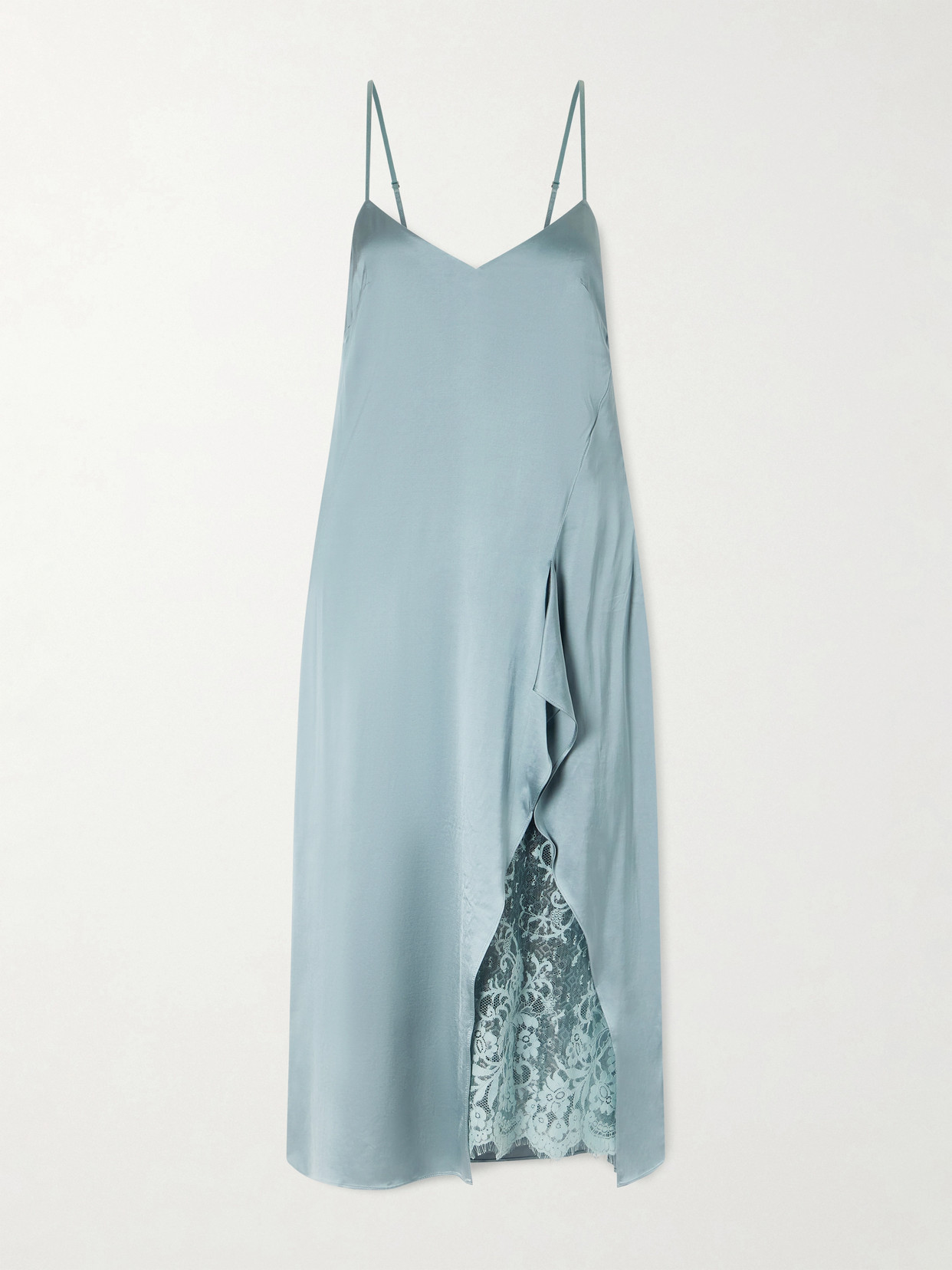 Acne Studios Docketta Lace-trimmed Satin Dress In Blue