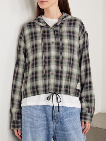 Acne Studios - Hooded appliquéd checked woven shirt | Plush