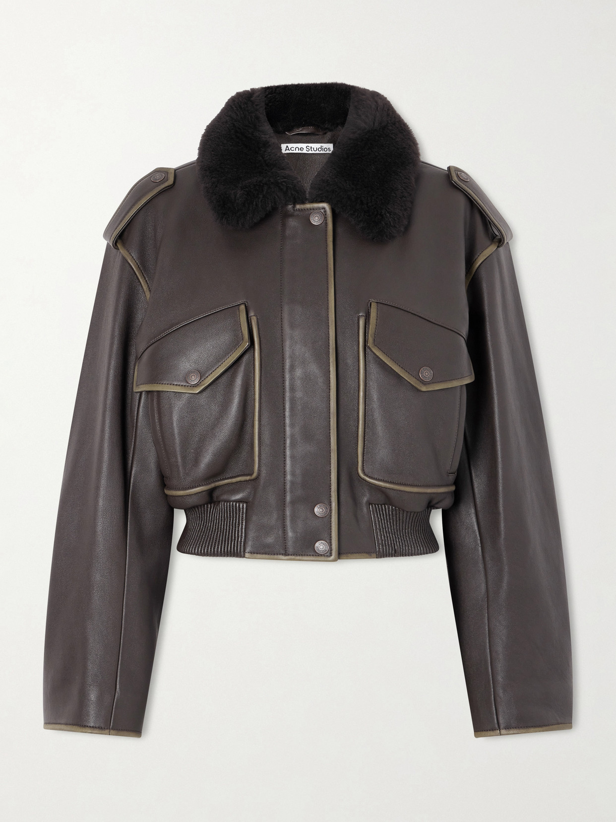 Acne Studios Shearling Bomber Jacket In Black