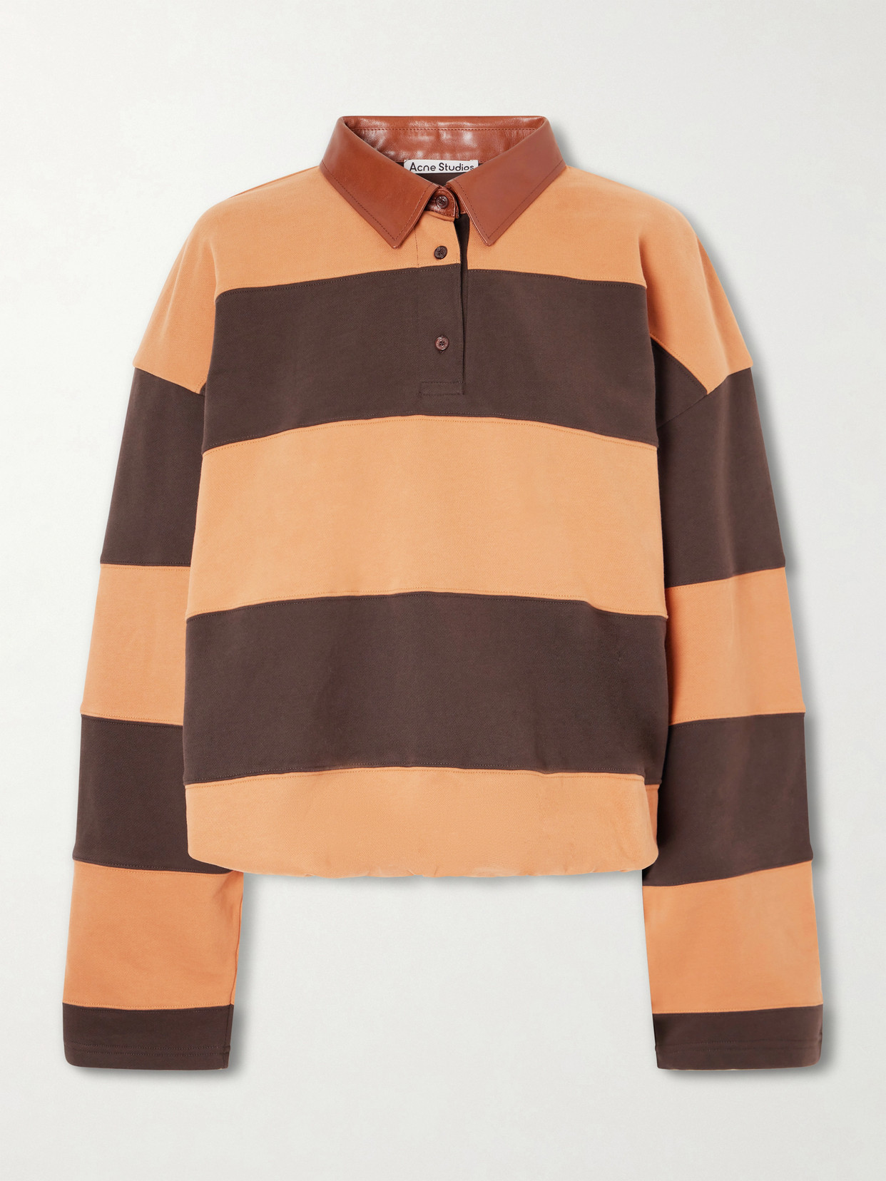 Folio Leather-Trimmed Striped Cotton-Jersey Sweatshirt