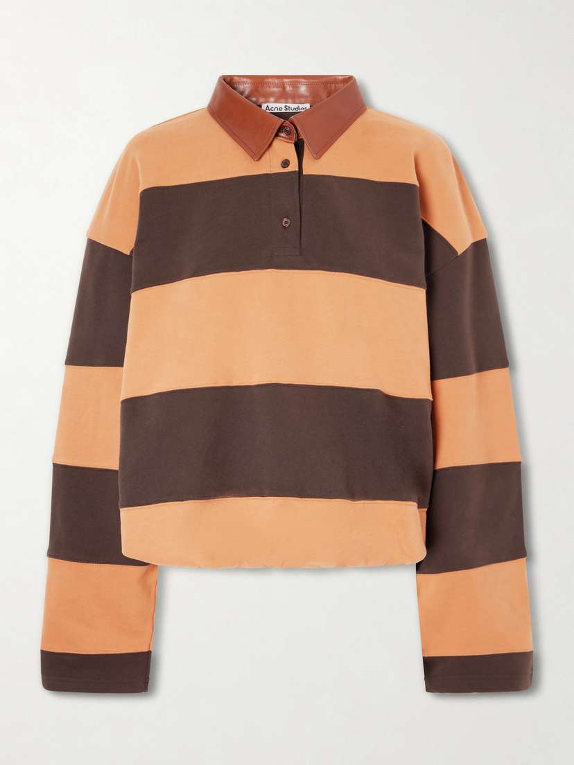 Acne Studios Folio Leather-trimmed Striped Cotton-jersey Sweatshirt