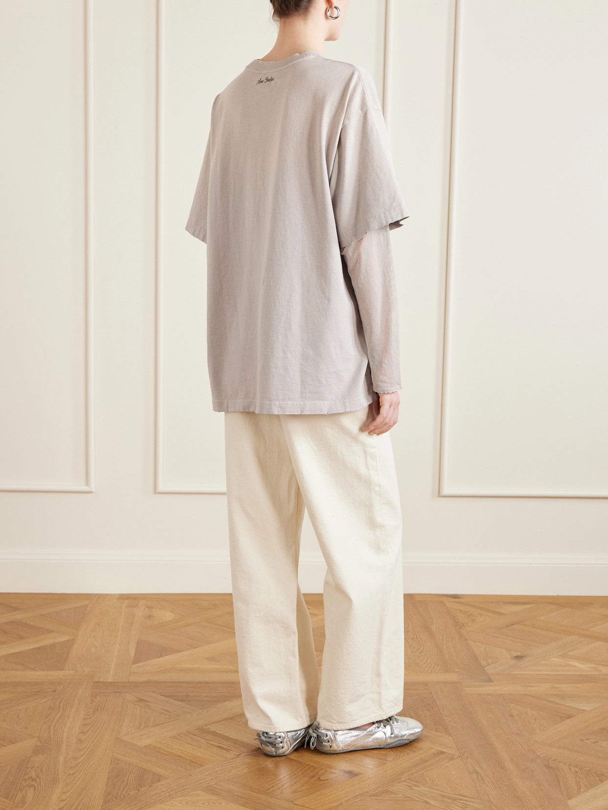 Acne Studios Women Cotton T-shirt With A Floral Print With A Contrasting Logo In Multi