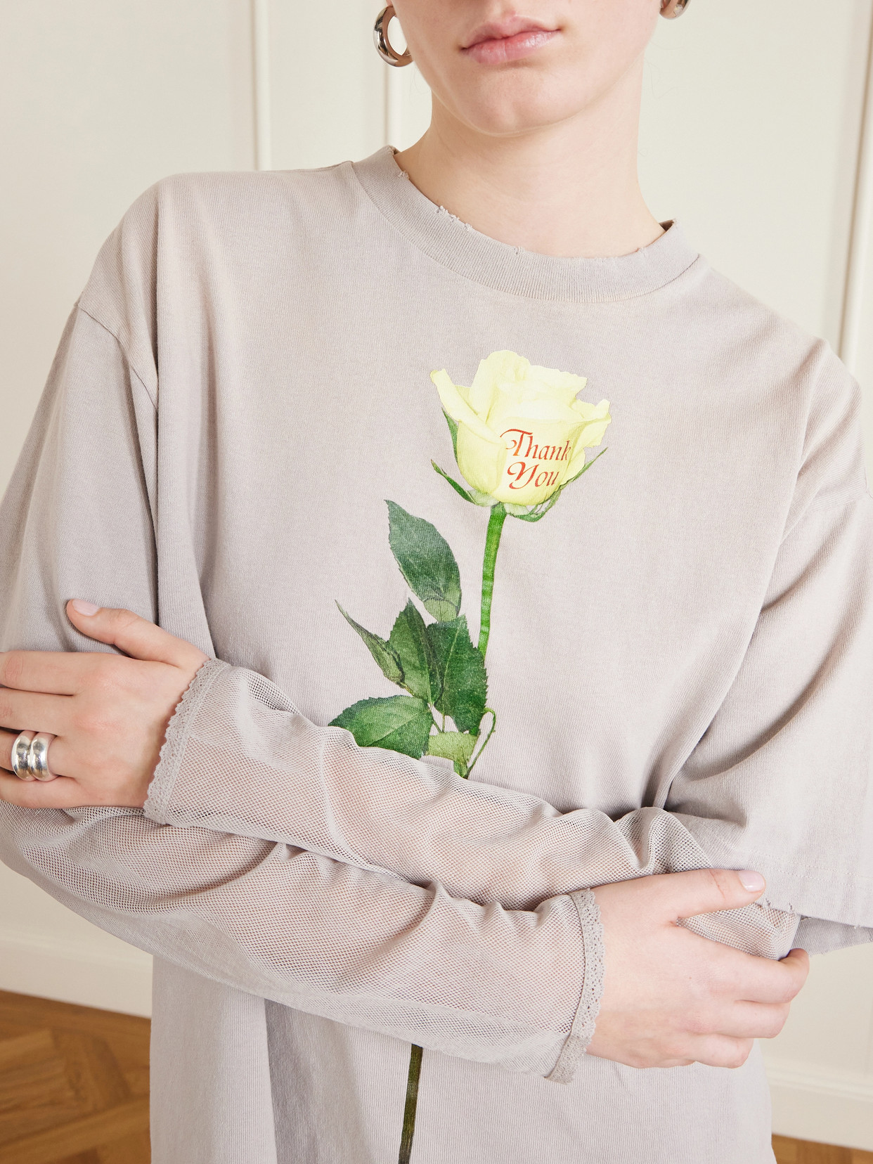 Acne Studios Women Cotton T-shirt With A Floral Print With A Contrasting Logo In Multi