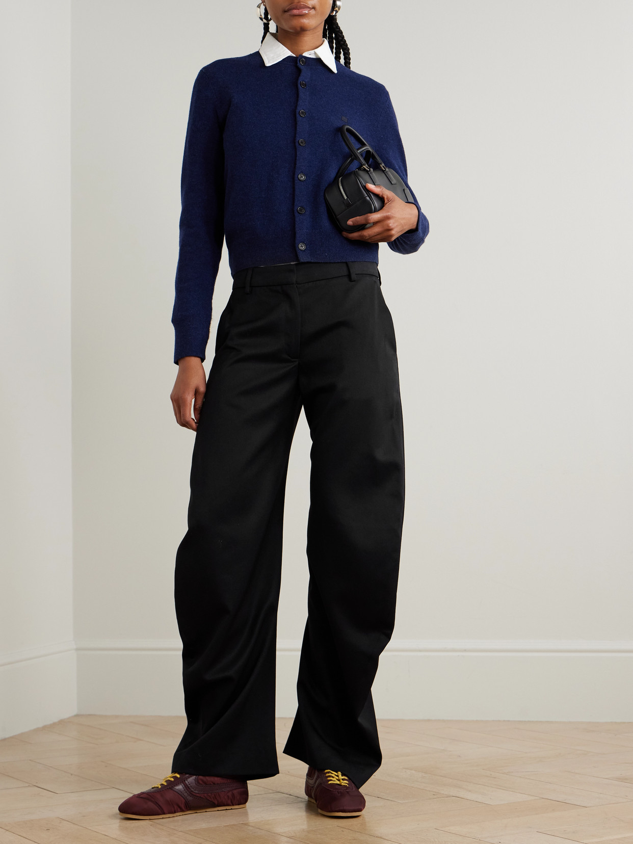 Acne Studios Houndstooth Wool Suit Pants In Black