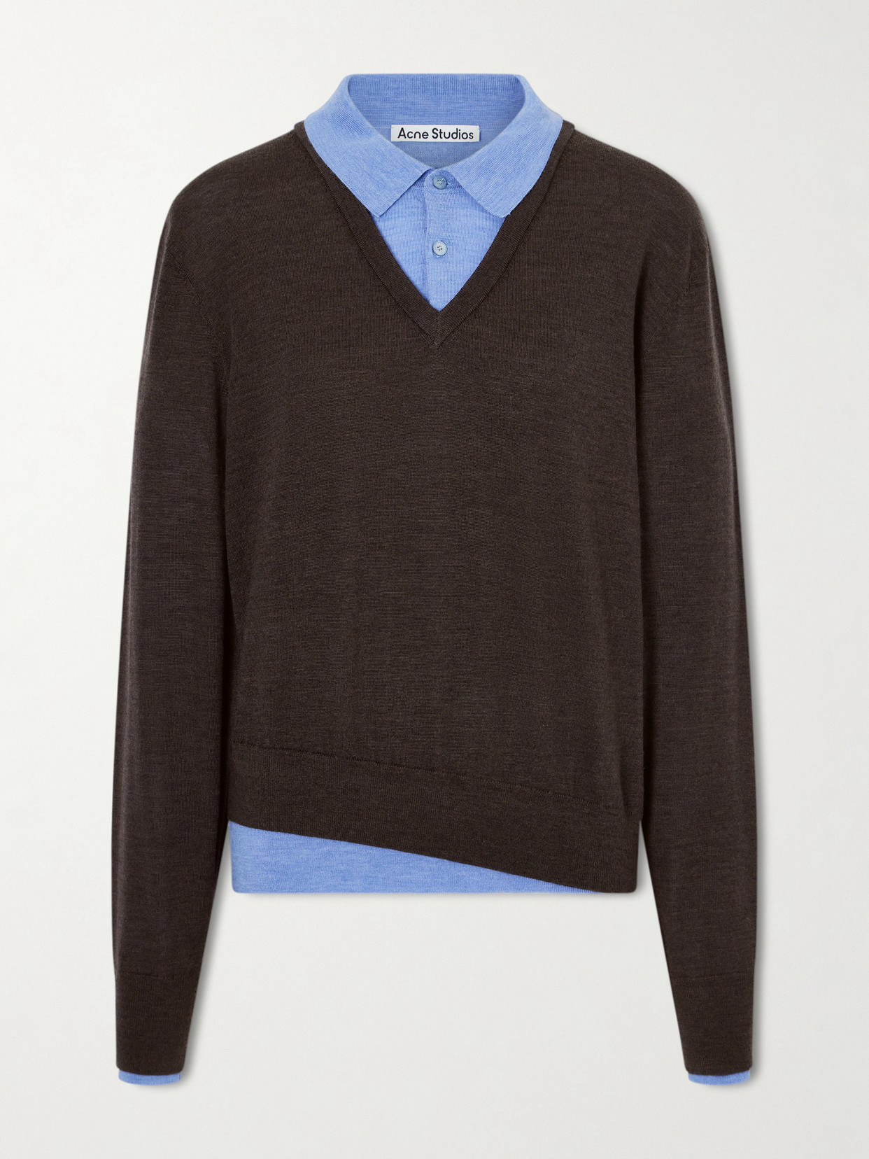 Acne Studios Womens Brown Blue Kascha Layered Wool Jumper
