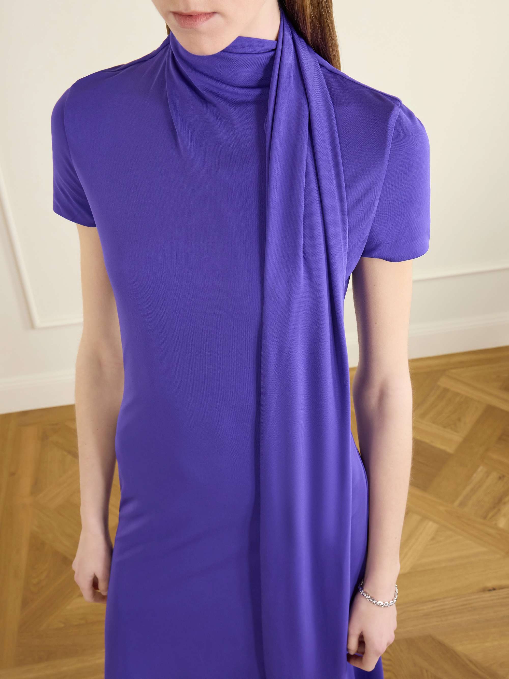 ACNE STUDIOS Tie-detailed asymmetric jersey midi dress | NET-A-PORTER