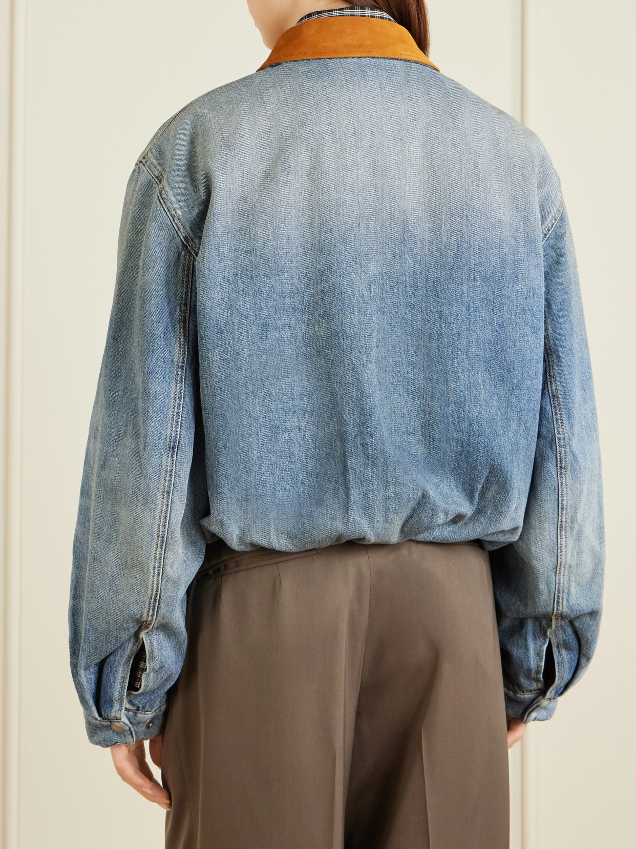 Acne Studios Suede-trimmed Denim Jacket In Blue