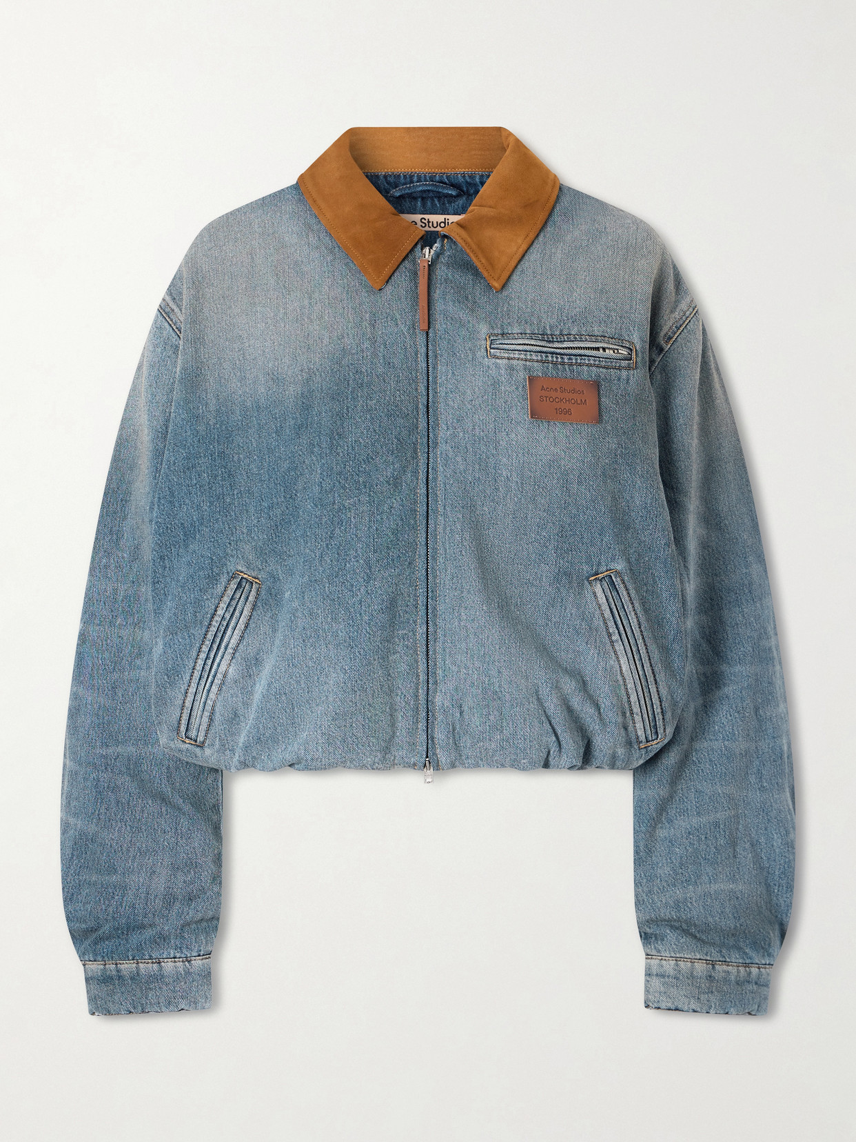 Acne Studios Suede-trimmed Denim Jacket In Blue