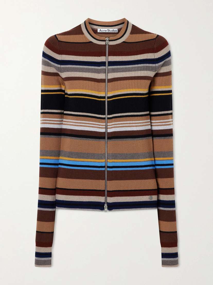 Acne Studios Striped Ribbed Wool Cardigan