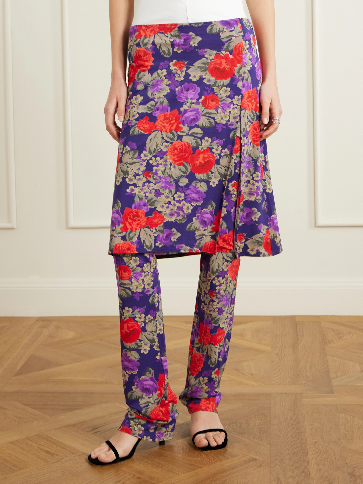 Intessa Floral-Print Stretch-Jersey Midi Skirt And Pants