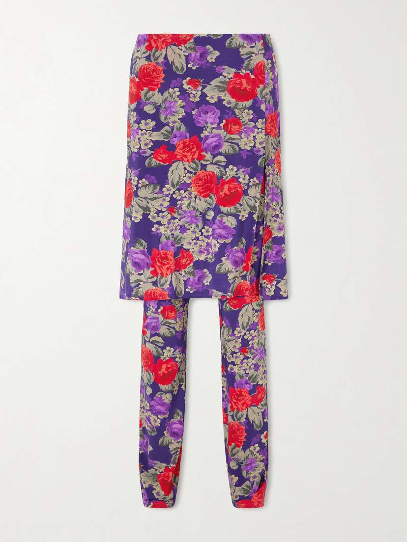Acne Studios Intessa Floral-print Stretch-jersey Midi Skirt And Pants Set