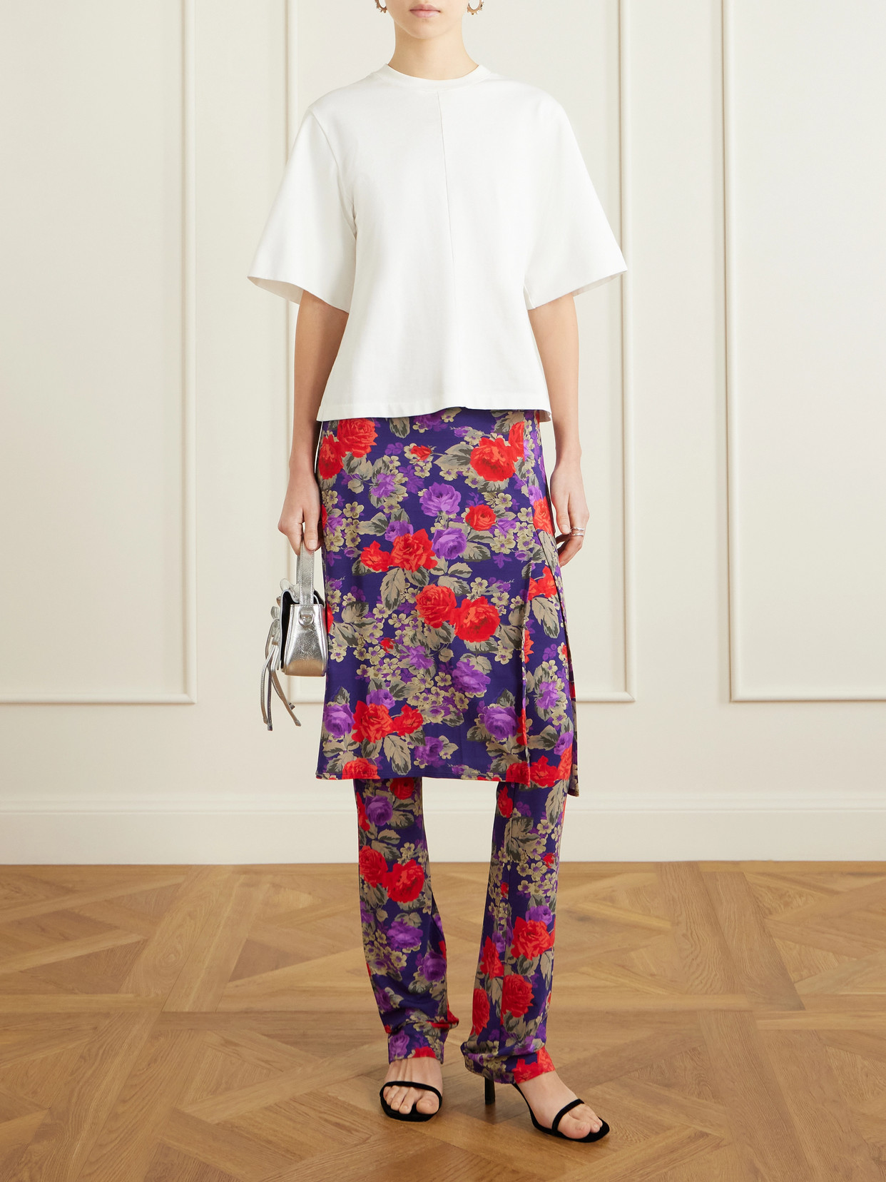 Intessa Floral-Print Stretch-Jersey Midi Skirt And Pants