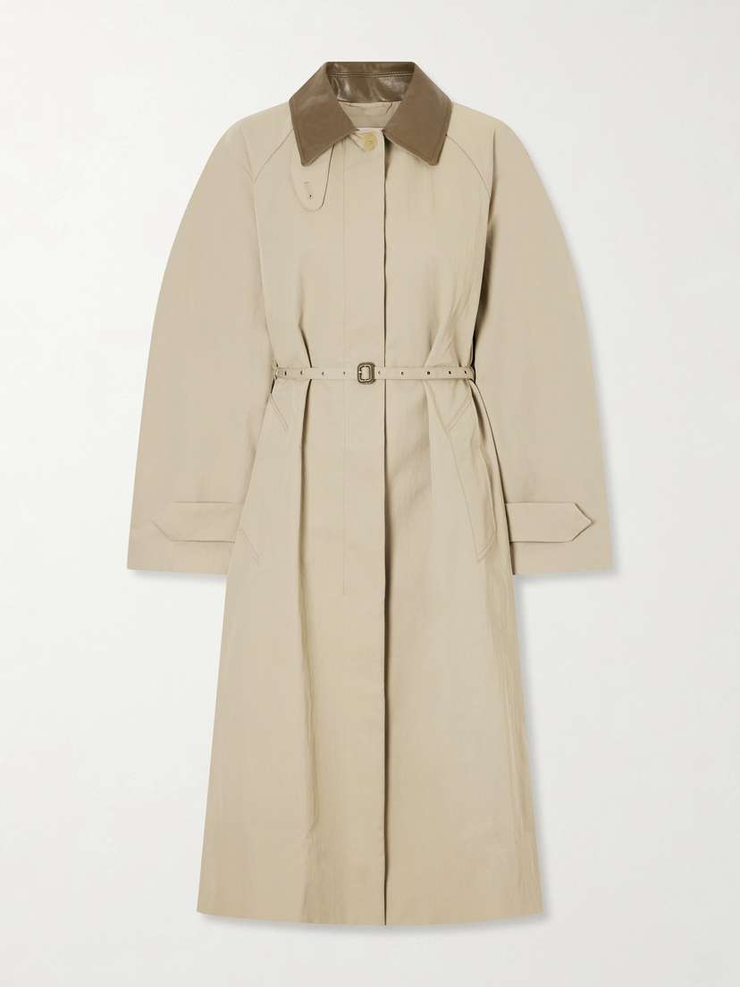 Acne Studios Ofelia Belted Leather-trimmed Cotton-blend Trench Coat