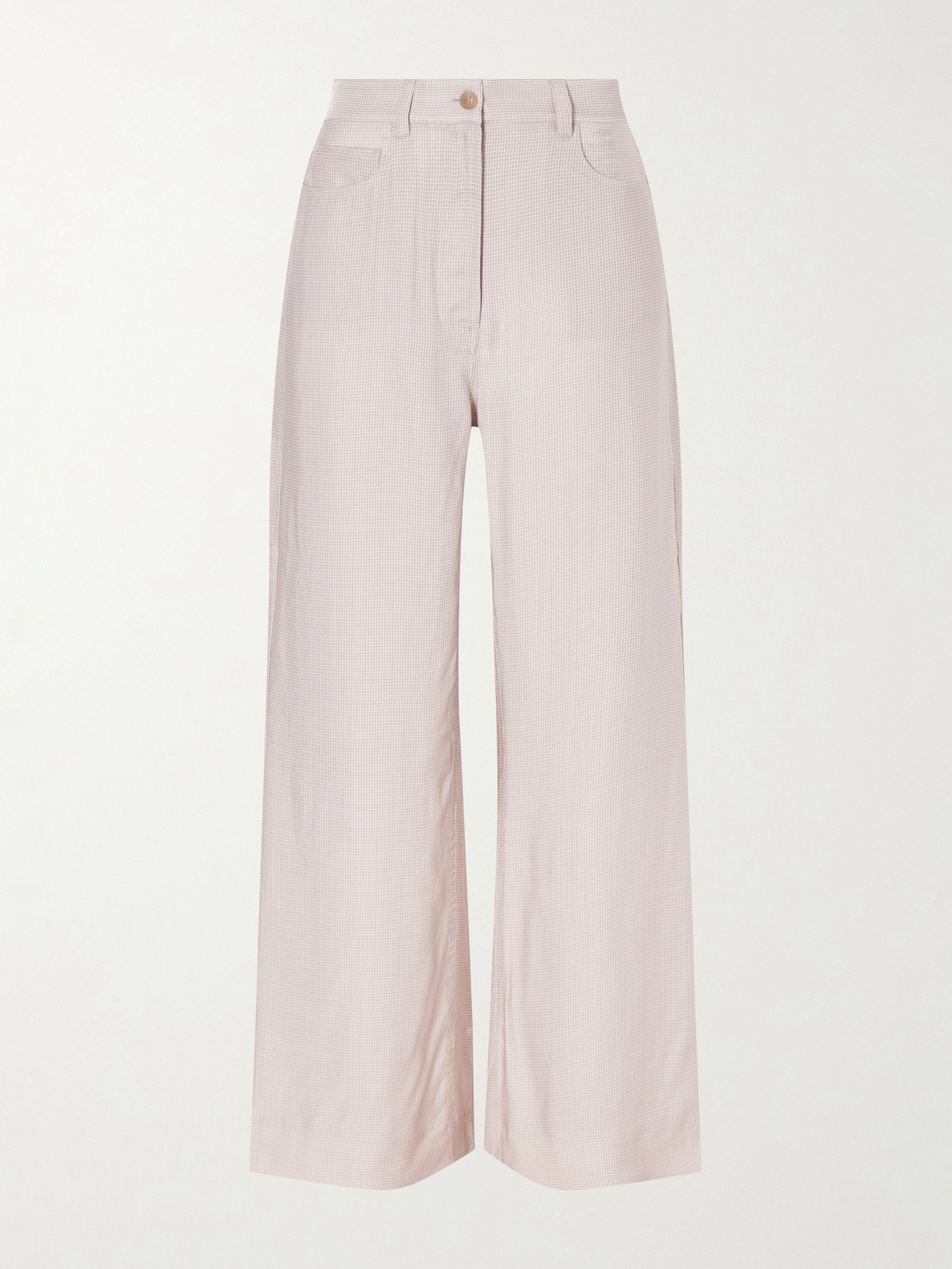 Acne Studios Poltana Checked Cupro Wide-leg Pants In Neutral
