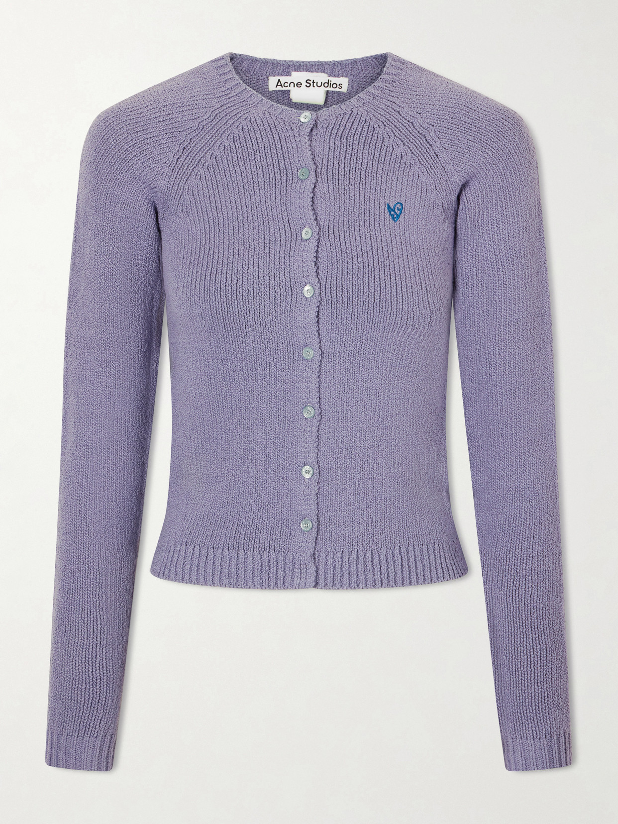 Acne Studios Embroidered Organic Cotton-blend Cardigan In Purple
