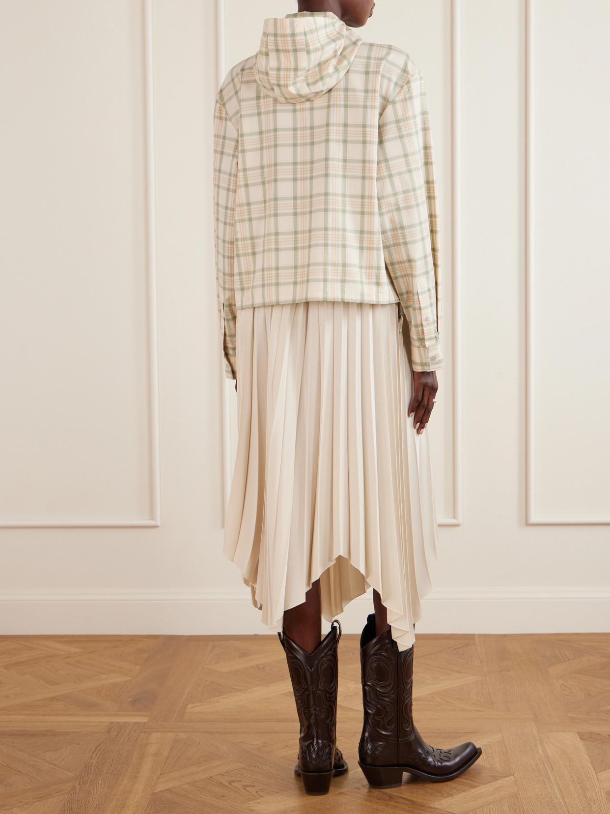 Acne Studios Cotton Checked-printed Jacket In Neutral