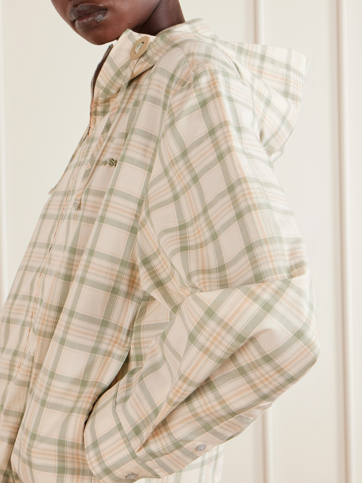 Acne Studios Cotton Checked-printed Jacket In Neutral